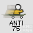 Pixelated character on skateboard with motion blur, text "ANTI 75" below and red "badass buddy .com" above.