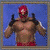 Pixelated icon of a muscular figure with red mask and shorts, blue background; adjacent pixelated icon shows yellow character in blue aura on platform.