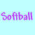 A contact sheet of seven animated frames showing a softball-themed icon with purple text and symbols on a light blue background, displaying sequential changes in the central symbol while maintaining consistent text elements across all frames.