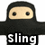 Pixelated character with black hooded cloak and beige face, displaying three variations of text below the figure.
