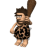 Animated sequence of a cartoon caveman in leopard-print clothing holding a wooden club, showing sequential pose changes from standing to swinging the club.