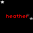 Red text reading 'heather' appears in three on a black background with scattered white and gray stars, some of which shift position across frames