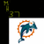 Pixelated teal dolphin leaping within an orange circular border on a white background, with green pixelated numbers in the top-left corner.