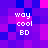 Pixelated of purple and pink squares with white text reading 'way cool BD' in four identical sections
