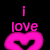 Animated icon with pink and white text 'i love skater boys' over a black background, featuring two color variations of the heart symbol.