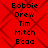 Red background with black diamond pattern and repeated text list of names in pixelated font