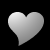 A grayscale animated sequence showing a heart-shaped frame transitioning from empty to revealing a smiling person's face, with the background shifting from black to light gray.