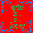 Red background with blue pixelated border, green text reading 'ertr' and 'Is...' above 'g... Los er', repeated in four quadrants.