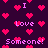 Pixelated animation of pink hearts and text on dark purple background with repeated 'I Love Someone!' phrases.