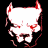 Pixelated white skull with red accents on horns, eyes, and mouth against a black background.