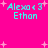 Pixelated cyan text 'Alexo < 3 Ethan' on bright pink background with scattered white plus signs, four identical copies arranged in a pattern