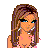 Pixel art contact sheet showing two frames of a female character in different outfits with pink text overlay reading "Brunettes Rock -n- Roll".