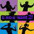 16 pixelated black silhouettes on colored backgrounds, each in a different pose with arms raised and hands open, some holding small white objects