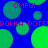 Blue background with green circles and repeated pink text reading "OMFG!" and "POLKA DOTSPOLKA DOTS" in pixelated font.