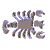 Animated sequence of a scorpion-shaped icon in various poses and orientations with pixelated textures.