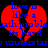 Red broken heart shape with blue pixelated text reading 'love is like a math problem it's hard to understand' on black background.