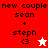 Animated icon displays 'new couple sean + steph <3' text with star symbols changing color across frames.