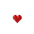 Red pixelated hearts animate across a gray background in multiple configurations, shifting positions between frames.
