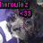 Pixelated image of a person with dark hair and light clothing, overlaid with pink text elements including "<33" and partial names like "herculez."