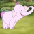 Animated contact sheet of a pink cartoon elephant with heart-shaped trunk, grass background, and changing text overlays across 15 frames.