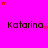 A bright pink background displays the name 'Katarina' in dark text across multiple , with scattered red and pink star shapes in various positions