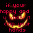 Pixelated red text overlays a black background with a glowing yellow-orange smiley face icon.