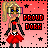 Pixel art contact sheet showing three frames of an animated buddy icon featuring a blonde cartoon character in red and black outfit with 'PROUD DORK' text on pink starry background.