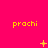 Yellow text 'prachi' repeated across a bright pink background with small yellow star-like and dot-like animations appearing and disappearing in different positions.