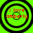 Four identical circular icons with black concentric rings on a bright green background, each containing red text reading "i love amberly".