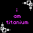 Pixelated icon with repeating white geometric shapes and purple text reading 'i am titanium' on black background.