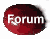 Red oval-shaped icon with white 'Forum' text, displaying subtle animation changes
