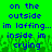 Green background with blue pixelated text reading 'on the outside im loffing... inside im crying' over a blurred green foliage pattern.