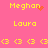 Yellow text names and symbols on pink background with animated pixel effects.