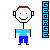Pixelated cartoon figures with brown hair, blue shirt and pants on left; pink dress on right. Vertical text blocks read GEORGIE in blue and GEMMA in pink.