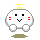 Pixelated white character with black eyes, red cheeks, and yellow antenna on gray background; four variations show different leg positions.