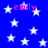Blue background with white stars and pink text reading 'emily' in multiple locations.