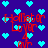 Pixelated blue background with scattered cyan hearts and red text reading "HellaHot Lover" in a distorted, overlapping style.