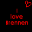 Red pixelated text and symbols on black background: 'I love Brennen' with a heart symbol above, displayed in two identical side-by-side