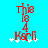 Red pixelated text 'This is a Karl' on cyan background with white snowflakes, showing slight vertical shift in the word 'Karl'