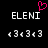 Pixelated text 'ELENI' with pink heart above left instance, repeated 'c3c3c3' below, on black background.