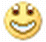 Yellow circular face with brown eyes and white pupils, transitioning through multiple mouth shapes from wide smile to closed curve.