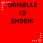Red background with repeated text and star symbols; three of 'DANIELLE' above '<3' and 'ENDENi', stars change from red to white in different positions across frames