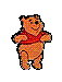 Six pixelated depictions of a cartoon bear in red shirt against gray background, each showing distinct pose and expression.