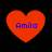 Four red heart shapes with blue text "Amila" on a black background, each heart slightly different in pixelation and size.