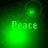 Green pixelated icon with 'Peace' text and shifting light effects across four