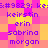 Pixelated of names in purple text on a pink and yellow checkered background with repeated patterns