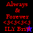 Red text on dark backgrounds with a blue star and black star in different frames, displaying 'Always & Forever <3<3<3<3 ILY Brit' across four