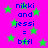 Static image with bright pink background, green stars, and blue text reading 'nikki and jessi = bffl' repeated twice.