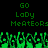 Green pixelated text and abstract shapes on black background, with repeated 'GO LaDy MeAtEoRs' text above green animated elements.