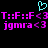A static pixel art image with a cyan heart outline above pink text on black background.